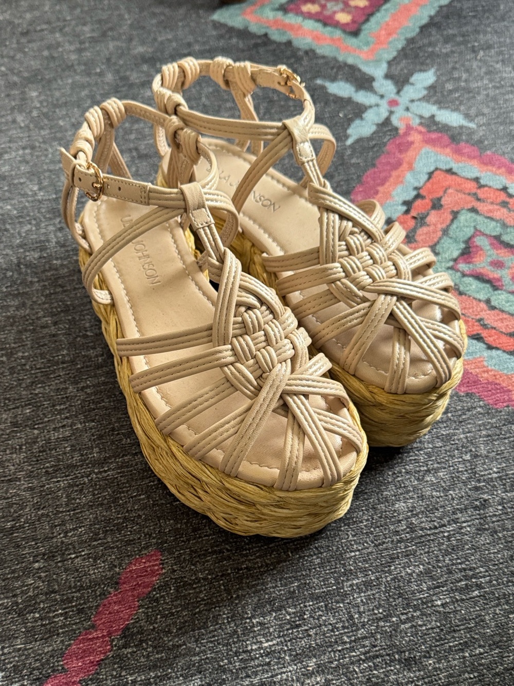 Ulla Johnson Viola Knotted Leather Platform Sandals Cream Size 7.5 (EU 37.5) - Picture 2 of 11